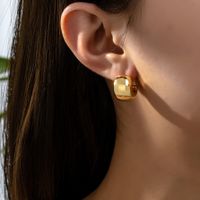 1 Pair Elegant Geometric Letter Water Droplets Arylic 14K Gold Plated Ear Studs main image 1