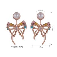 1 Pair Cute Lady Sweet Round Bow Knot Inlay Copper Zircon Ear Studs main image 2