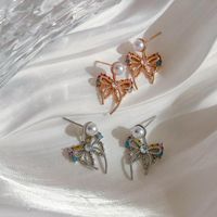 1 Pair Cute Lady Sweet Round Bow Knot Inlay Copper Zircon Ear Studs main image 4