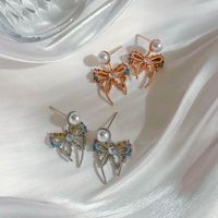 1 Pair Cute Lady Sweet Round Bow Knot Inlay Copper Zircon Ear Studs main image 10