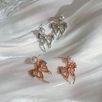 1 Pair Cute Lady Sweet Round Bow Knot Inlay Copper Zircon Ear Studs main image 7