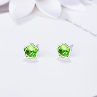 1 Pair Simple Style Flower Plating Inlay Copper Artificial Crystal Ear Studs main image 3