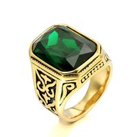 Hip-Hop Square 304 Stainless Steel Gem 18K Gold Plated Unisex Rings main image 4