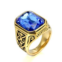 Hip-Hop Square 304 Stainless Steel Gem 18K Gold Plated Unisex Rings main image 5