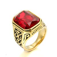 Hip-Hop Square 304 Stainless Steel Gem 18K Gold Plated Unisex Rings main image 6