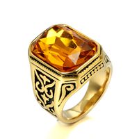 Hip-Hop Square 304 Stainless Steel Gem 18K Gold Plated Unisex Rings main image 7