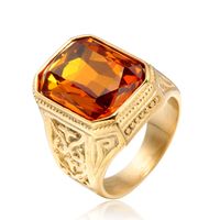 Hip-Hop Square 304 Stainless Steel Gem 18K Gold Plated Unisex Rings main image 3