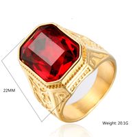 Hip-Hop Square 304 Stainless Steel Gem 18K Gold Plated Unisex Rings main image 2