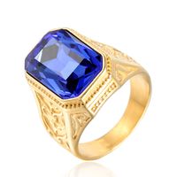 Hip-Hop Square 304 Stainless Steel Gem 18K Gold Plated Unisex Rings main image 9