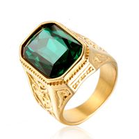 Hip-Hop Square 304 Stainless Steel Gem 18K Gold Plated Unisex Rings main image 8