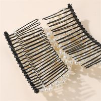 Women's Simple Style Solid Color Plastic Resin Beaded Insert Comb main image 3