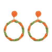 1 Pair Vacation Sweet Color Block Patchwork Raffia Iron Drop Earrings sku image 4