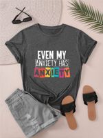 Women's T-shirt Short Sleeve T-Shirts Round Casual Letter main image 7