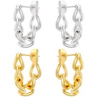 1 Pair Vintage Style Simple Style Chain Copper 18K Gold Plated Hoop Earrings main image 1