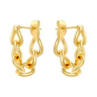 1 Pair Vintage Style Simple Style Chain Copper 18K Gold Plated Hoop Earrings sku image 1