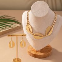 Vintage Style Shell Alloy Plating Hollow Out 14K Gold Plated Women's Jewelry Set main image 2