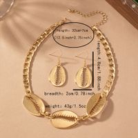 Vintage Style Shell Alloy Plating Hollow Out 14K Gold Plated Women's Jewelry Set main image 3