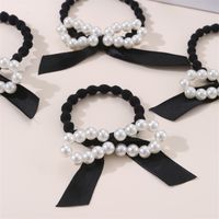 Women's Fairy Style Cute Bow Knot Artificial Pearl Cloth Elastic Band Hair Tie main image 3