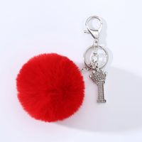 Simple Style Solid Color Alloy Plush Keychain sku image 9