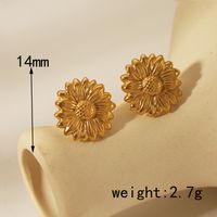 1 Pair Romantic Simple Style Sunflower 304 Stainless Steel 18K Gold Plated Ear Studs sku image 2