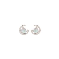 1 Pair Classic Style Moon Inlay Sterling Silver Zircon 14K Gold Plated Ear Studs main image 5