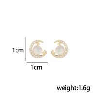 1 Paire Style Classique Lune Incruster Argent Sterling Zircon Plaqué Or 14K Boucles D'Oreilles main image 2