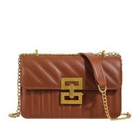Women's Medium Pu Leather Solid Color Elegant Classic Style Square Flip Cover Shoulder Bag Crossbody Bag sku image 1