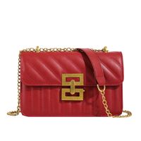 Women's Medium Pu Leather Solid Color Elegant Classic Style Square Flip Cover Shoulder Bag Crossbody Bag sku image 3