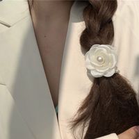 Women's Fairy Style Cute Sweet Flower Artificial Pearl Cloth Flowers Hair Tie main image 3