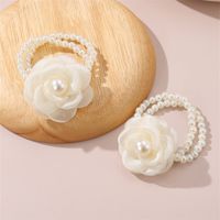 Women's Fairy Style Cute Sweet Flower Artificial Pearl Cloth Flowers Hair Tie main image 4