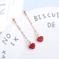 1 Pair Simple Style Heart Shape Plating Inlay Copper Artificial Crystal Drop Earrings sku image 2