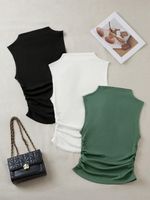 Mujeres Adultos Chaleco Camisetas Sin Mangas Plisado Elegante Básico Estilo Simple Color Sólido main image 3