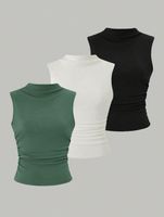 Women's Adults Vest Tank Tops Pleated Elegant Basic Simple Style Solid Color main image 8