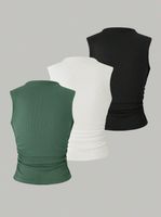 Mujeres Adultos Chaleco Camisetas Sin Mangas Plisado Elegante Básico Estilo Simple Color Sólido main image 2