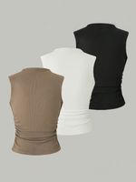 Mujeres Adultos Chaleco Camisetas Sin Mangas Plisado Elegante Básico Estilo Simple Color Sólido main image 5