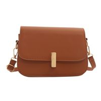 Women's Small Pu Leather Solid Color Elegant Vintage Style Square Lock Clasp Crossbody Bag sku image 2