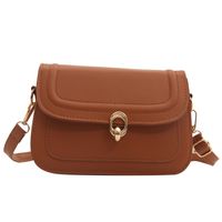 Women's Small Pu Leather Solid Color Classic Style Lock Clasp Crossbody Bag sku image 2