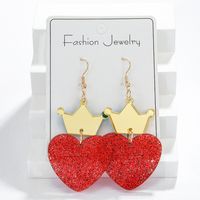 1 Pair Cute Lady Sweet Heart Shape Crown Arylic Drop Earrings main image 7