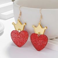 1 Pair Cute Lady Sweet Heart Shape Crown Arylic Drop Earrings main image 8