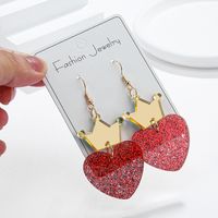 1 Pair Cute Lady Sweet Heart Shape Crown Arylic Drop Earrings main image 6