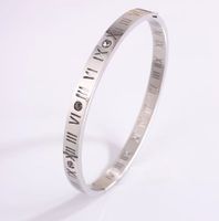 Simple Style Roman Numeral 304 Stainless Steel 18K Gold Plated Rhinestones Bangle In Bulk sku image 3