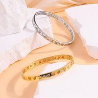Simple Style Roman Numeral 304 Stainless Steel 18K Gold Plated Rhinestones Bangle In Bulk main image 4