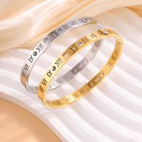 Simple Style Roman Numeral 304 Stainless Steel 18K Gold Plated Rhinestones Bangle In Bulk main image 1