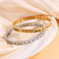 Simple Style Roman Numeral 304 Stainless Steel 18K Gold Plated Rhinestones Bangle In Bulk main image 3