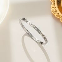 Simple Style Roman Numeral 304 Stainless Steel 18K Gold Plated Rhinestones Bangle In Bulk sku image 1