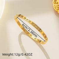 Simple Style Roman Numeral 304 Stainless Steel 18K Gold Plated Rhinestones Bangle In Bulk sku image 2
