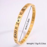 Simple Style Roman Numeral 304 Stainless Steel 18K Gold Plated Rhinestones Bangle In Bulk sku image 4