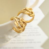 1 Pair Elegant Spiral Stripe Chains Print 201 Stainless Steel Gold Plated Ear Studs main image 1