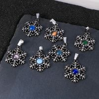 304 Stainless Steel Modern Style Classic Style Inlay Snowflake Acrylic Pendant Necklace main image 1