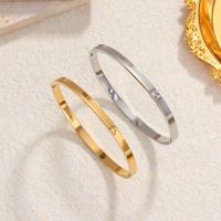 Simple Style Classic Style Geometric 304 Stainless Steel 18K Gold Plated Bangle In Bulk main image 1